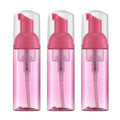 Travel Foam Pump Bottle - 2oz Small Size Foaming Hand Soap Dispenser - Mini Portable Mousse Lash Shampoo Kit Container for Hair - Empty Leak Proof Plastic Rose Red Foamer 3Pack