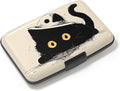 Credit Card Holder, Mini Aluminum Card Wallet RFID Blocking Slim Metal Hard Card Case for Women Men, Cat Lying Down