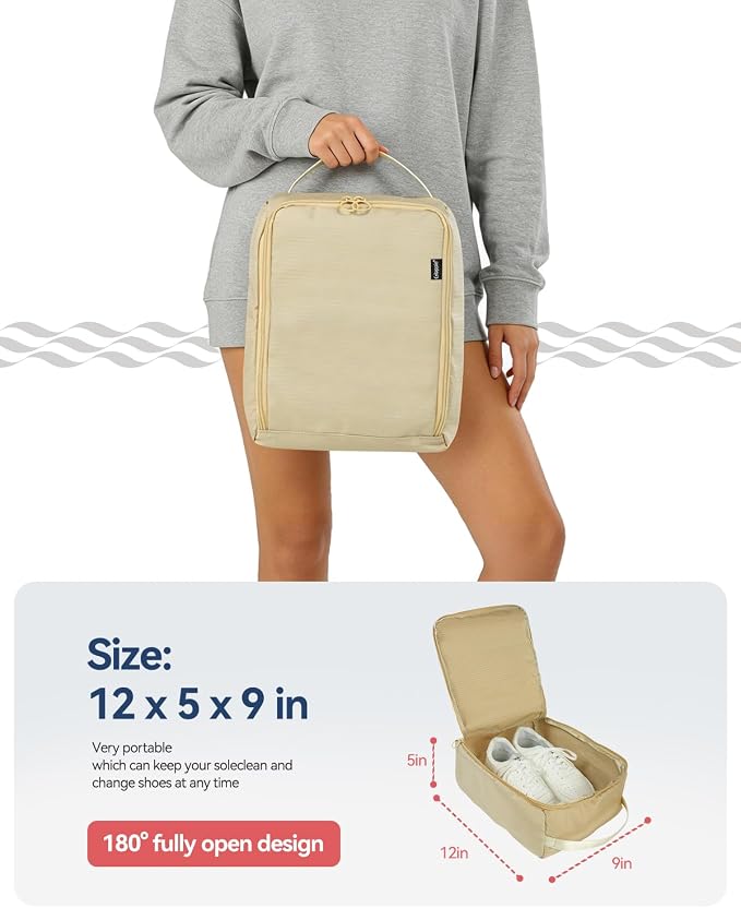 Gloppie Shoe Bags for Travel - Portable Shoes Storage Bag, Shoe Pouch, Shoe Packing Cubes for Men Women - Sahara Beige