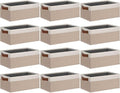 GhvyenntteS Small Fabric Storage Bins 12 Pack, 11.8" x 7.87" x 5.11" Storage Basket with Leather Handles, Closet Storage Bins for Shelves, Storage Baskets for Shelves, DVD Storage (Pink/White)