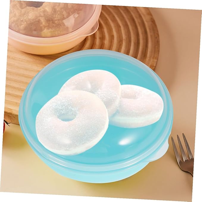 2pcs Airtight Doughnut Bread Storage Containers Bagel Keeper Boxes for Freezer and Microwave Portable Bread Organizer for Kitchen and Bakery Countertop