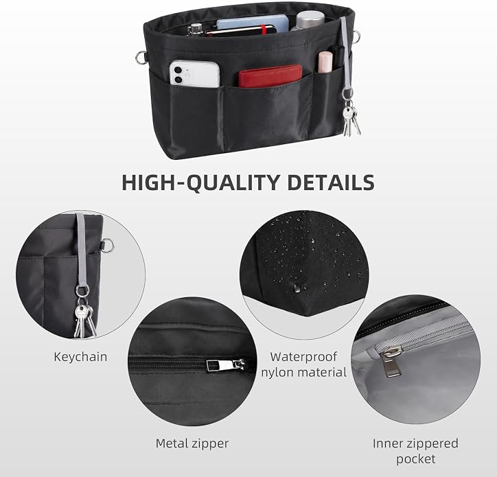 VANCORE Purse Organizer Insert for Handbags,Tote Bag Organizer Insert with Zipper Bag,Premium Handbag Organizer Inside Liner for Women
