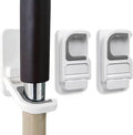 2 Pack Mop Broom Holder for Bathroom Kitchen Office (White)