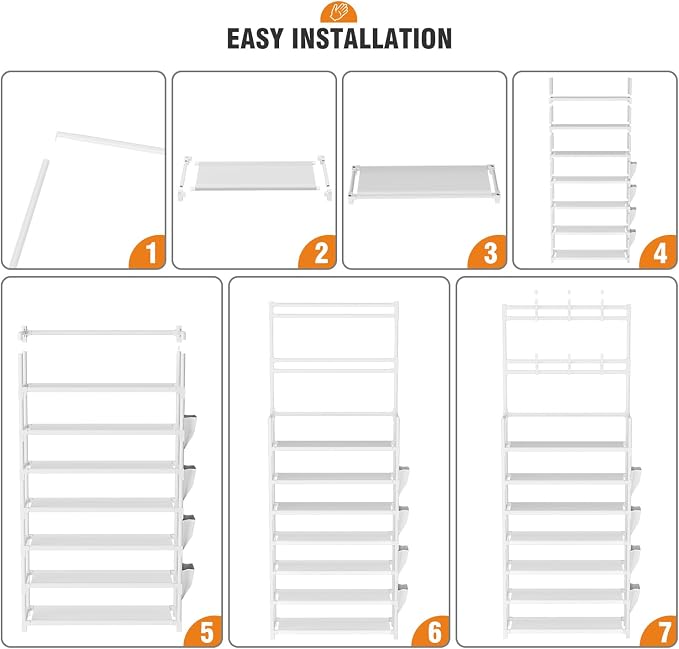 OYREL Shoe Rack 7 Tier Shoe Organizer Storage 21-28 Pairs | Closet Shoes Rack for Front Door Entrance Shoe Rack Organizer with Hooks Side Pocket Entryway Large Capacity Shoe Shelf Tower