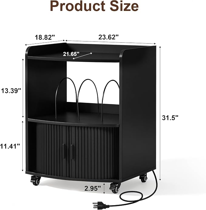 Bifins Coffee Bar Cart for Home, 3 Tier Rolling Serving Carts with Wheels | Coffee Cart with Removable Metal Brackets and Sliding Doors,Mobile Liquor Sideboard Cabinet for Home Bar, Kitchen