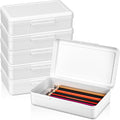 Blulu 6 Pack Large Plastic Pencil Case Box Clear Pencil Boxes Bulk Hard Crayon Box Storage with Snap Lids 8.1 x 4.7 x 2.2 Inch Painting Organizer Classroom Stationery School Supplies (White)