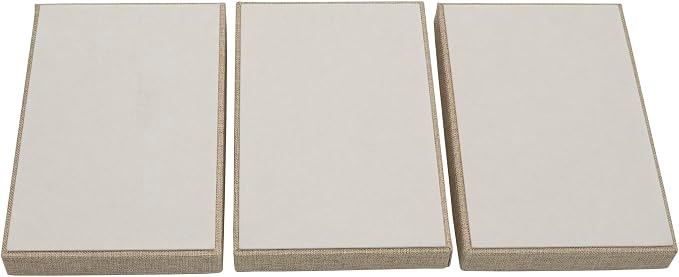 Household Essentials Stackable Jewelry Trays, 3 Varieties, Space for Necklaces, Rings and Earrings, Blended Canvas with Felt Interior, Perfect for Drawers and Closet Shelves, Latte