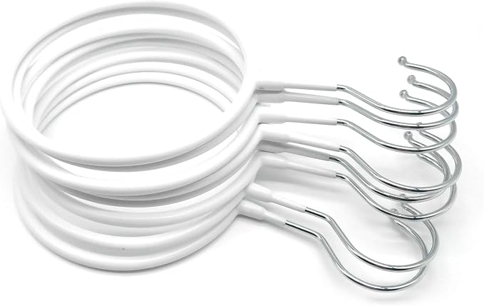 Belt/Scarf Hangers Organizer for Closet - 8 PCS Nonslip Large Scarves Holder Rack for Neckties, Winter Shawls Display, Pashminas (White)