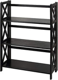 Casual Home Montego 3-Shelf Corner Folding Bookcase with Mantel Top, Black