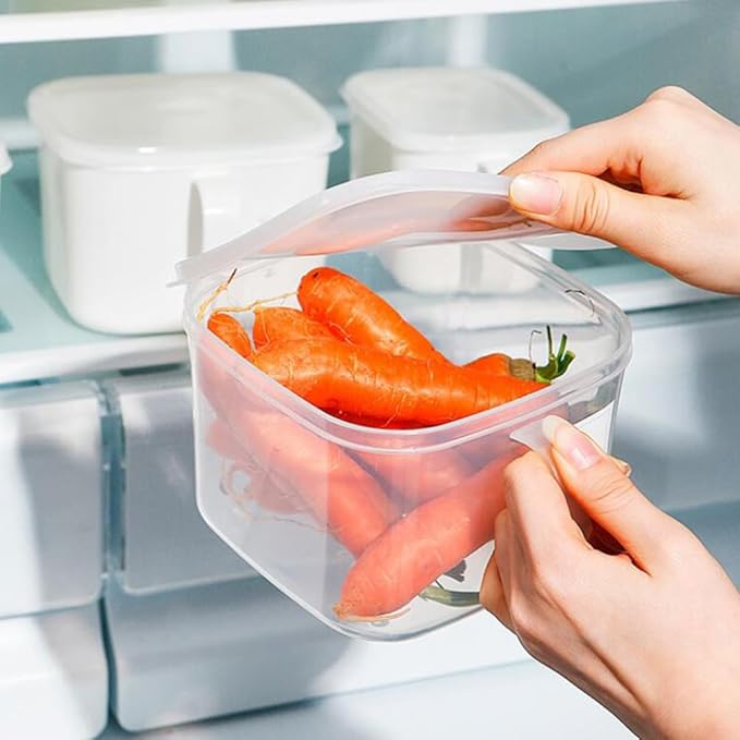 Cabilock 2-Pack Food Storage Containers with Handles Clear Plastic Fresh Box 5X5X5 Inches for Kitchen Organization Flour and Sugar Storage