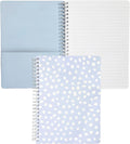 Steel Mill & Co Cute Mini Spiral Notebook, 8.25" x 6.25" Journal with Durable Hardcover and 160 Lined Pages, Light Blue Dots