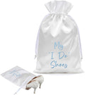 Bride Shoe Bag 11" x 9" Satin Wedding Shoe Storage Pouch with Drawstring Bridal Shower Gifts for Engagement Honeymoon