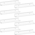 Lifewit Narrow Floating Shelves for Vinyl Record 8 Pack, 12" Clear Wall Shelves for Nail Polish/Book/Picture/Makeup, Acrylic Wall Display Shelf Organizer for Bedroom, Living Room, Bathroom Decor