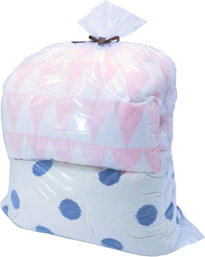 Wowfit 5 CT 32x42 inches Big Large Clear Plastic Bags Perfect for Blanket, Duvets, Pillows, Plush Toys, Comforter and Basement Storage (1.6 Mil Flat Bags)