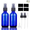 LUFEVRM 2oz Blue Glass Spray Bottles,Empty Small Perfume Travel Refillable Reusable Fine Mister Spray Bottle for Hair,Cleaning Solutions,Aromatherapy and Essential Oil with Extra Nozzle(2 Pack)