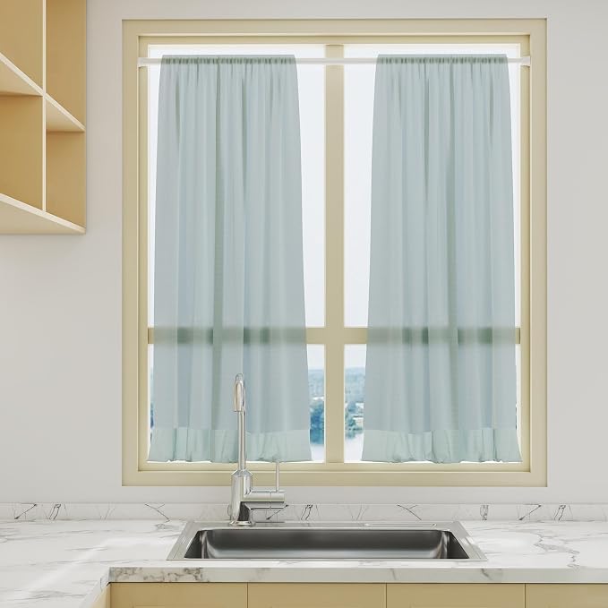 2 Pack White Spring Tension Curtain Rods 28-38 Inches, Spring Loaded Curtain Rods No Drilling, Adjustable Small Tension Rod for Windows, Kitchen, Doorway, Bathroom, Closet