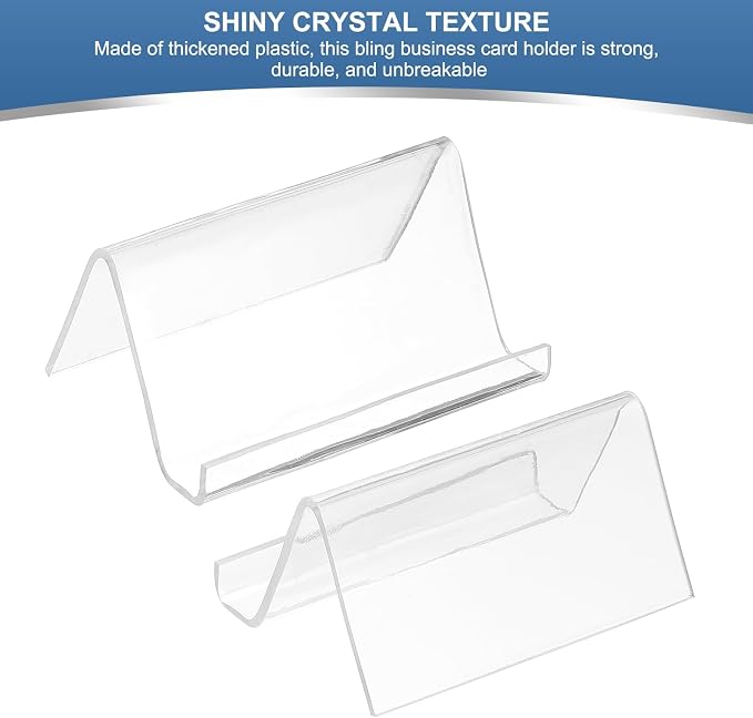 PATIKIL Business Card Holder for Desk, Acrylic Business Card Holders Shine Card Stand Organizer Cards Display for Office Exhibition, Clear
