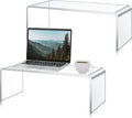 RattanView 2 Pcs 18 Inch Large Acrylic Risers Display Stands 8 mm Thick Acrylic Shelf Riser Showcase for Monitors Large Scale Figurines Trophy Shoe Stores Commercial Use (Clear)