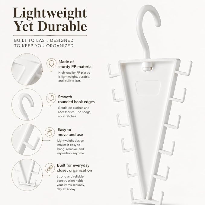 V-Shaped Double-Sided Closet Organizer Hanger, Multi-Functional V-Shaped Double Sided Hanger Storage Rack, Vertical Closet Storage Rack for Shirts, Light Jackets, Hats, Scarves (2, White)