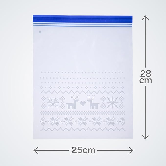 Ube Film JUST STOCK JS-03 Freezer Bag, Large, Scandinavian Pattern, Nordic Pattern, 14 Pieces, Refrigeration, Freezing, Microwave Defrost, Food Storage, Zipper Bag