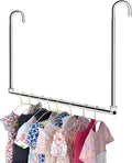 Closet Hanging Rod, Adjustable Width and Height Chrome | Space-Saving Clothes Hanging Bar，Heavy Duty Closet Hanging Organizer Closet Extender Hanging Rod Double Hanging Rod ,1 Pack