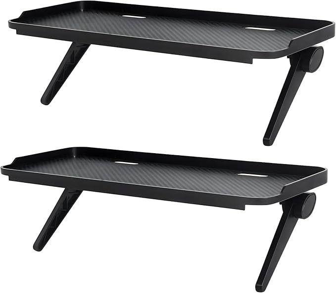 2 Pieces TV Top Shelf Screen Monitor Top Storage Bracket Computer Screen Shelf Adjustable Bracke for Media Boxes Game Console Router Home Mount (Black, 11.8 x 4.9 Inch)