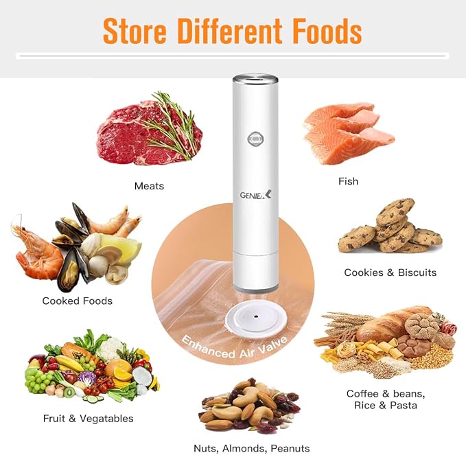 Vacuum Sealer Handheld for Food Storage (Compact Sealer + 10 reuseable food bags)