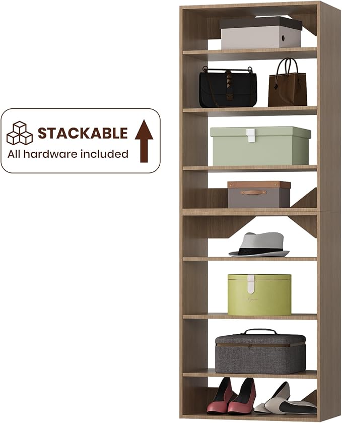 ROOMTEC 31.5" Shelf Short Tower Closet Unit, Modular Closet System with Shelf, Wardrobe Organizer for Bedroom or Walk-in Closet, Wall Mounted, Customizable Clothes Storage Unit, Wood