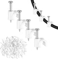 Andibro 100-pack Cable Clips with Steel Nails, 4mm Wire Wall Clips Cable Clip Nail Cables Wire's Cord Management Clip for Wires Ethernet Telephone Home Desk TV Wire Computer(Fit wires Dia.≤ 4mm)