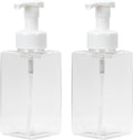 Ginger Lily Farms Foaming Soap Dispenser, Refillable Plastic Pump Bottles for Liquid Hand Soap, 15 oz. Clear Bottle with White Pump, 2-Pack