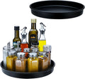 Amolliar Black Lazy Susan Turntable Organizer, 12" 2 Pack, Non-Skid Metal Spice Rack Organization for Cabinet, Kitchen, Fridge, Countertop, Makeup, Pantry Organizer and Storage, Under Sink Organizer
