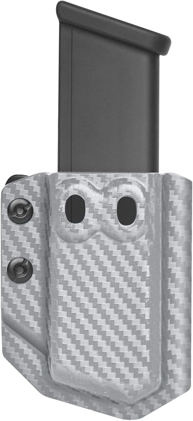 Amberide Universal IWB/OWB Kydex Mag Carrier for 9mm / .40 & .45 ACP Magazines, Single and Double Stack, Adjustable Retention, Ambidextrous, Fits 1.5" Belt, Made in USA