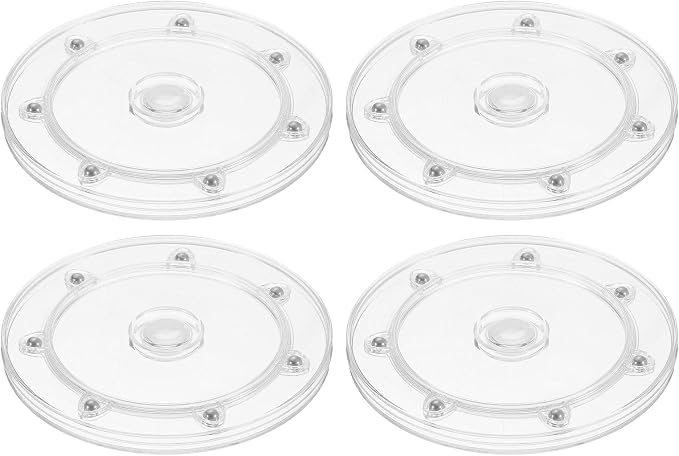uxcell 4Pcs Acrylic Lazy Susan Turntable, 6 Inch Clear Turntable Organizer Ball Bearing 360 Degree Rotating Tray for Spice Rack Table Cake Kitchen Pantry Decorating Bathrooms