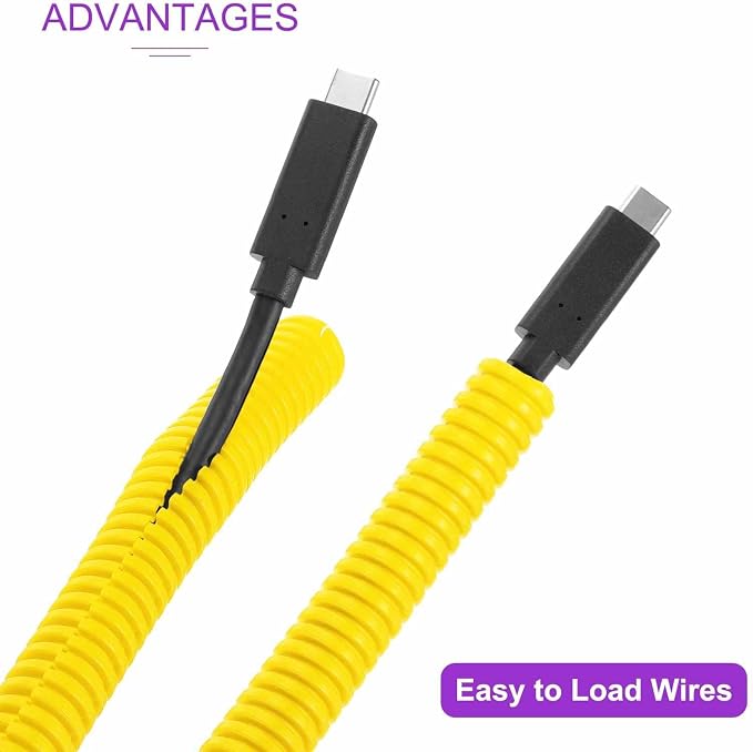 DMiotech 50ft Wire Loom Split Tubing 3/8 Inch(9.5mm) ID, Cord Protectors from Pet Flexible Conduit Cable Management for Office Home Garden, Yellow