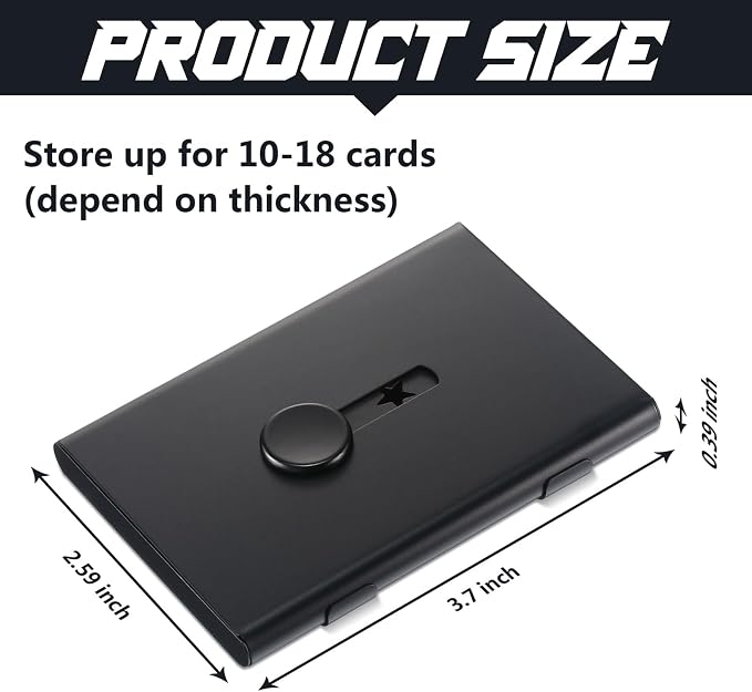 Tatuo 2 Pcs Black Business Card Holder Thumb Drive Stainless Steel Business Name Card Case Portable Slide out Name Holder Wallet Nice Design Pocket for Men and Women