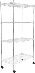 Whitmor 4 Tier Storage Shelves, Heavy Duty with Wheels, Adjustable Steel Organizer Wire Rack, 400 lbs Capacity per Shelf, Max 1600 lbs Total for Garage, Kitchen, Plant, 36" L x 14" W x 54" H, Chrome