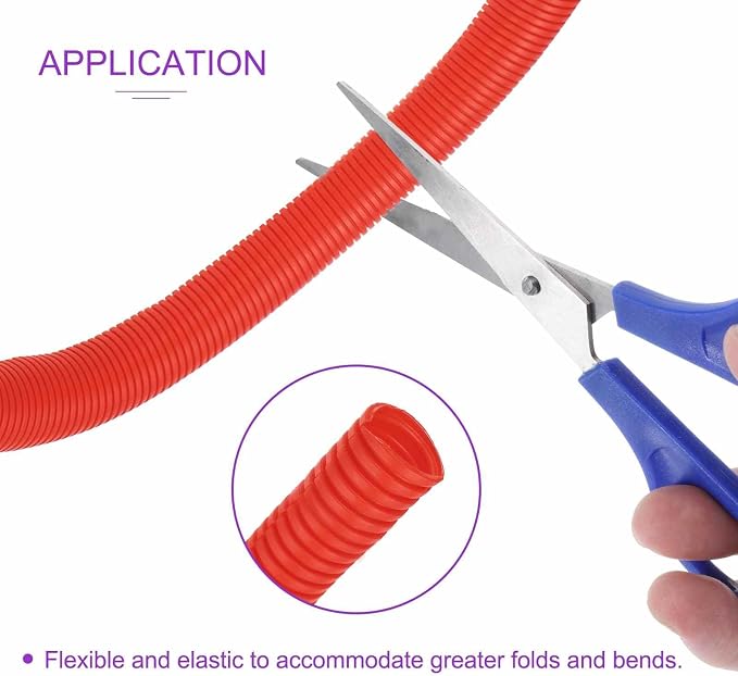 DMiotech 10ft Wire Loom Split Tubing 2 Inch(50.8mm) ID, Cord Protectors from Pet Flexible Conduit Cable Management for Office Home Garden, Red