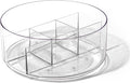 BINO Plastic Round Turntable Organizer with 5 Compartments - Clear | Spinning Divided Turntable Container | Rotating Organizer Storage for Bottle Condiments Fridge Kitchen Counter Pantry Bathroom