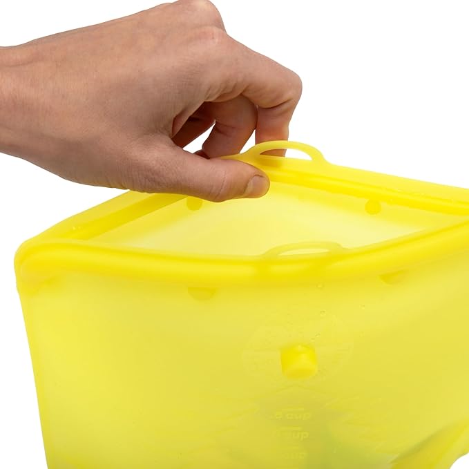 TM REHOBOTH Reusable Silicone Food Storage Bags - Eco-Friendly, Leakproof, Freezer Safe, Dishwasher Safe, Multipurpose, 3-Pack, 3-Sizes of 500ml,1000ml,1500ml (YELLOW)