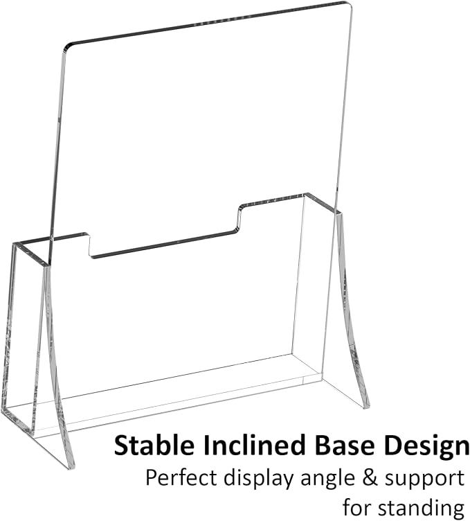 Acrylic Brochure Holder 8.5 x 5.5 Inch 4 Pack, Clear Acrylic Bi-fold Flyer Holder, Brochure Display Stands for Pamphlets, Magazines, Leaflets, Literatures, Booklets, Desk Holder, Countertop Organizer