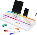 DOLLAR BOSS Glass Desk Whiteboard Calendar Small Dry Erase Board Desktop White Board with Storage Drawer Computer Keyboard Stand Desk Organizer, Colorful Weekly Calendar, White