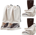 4 Pack Boot Bag, Portable Dust Proof Boot Bags for Cowboy Boots, Shoe Protector for Men Women Travel Daily Home Organizer (Beige)