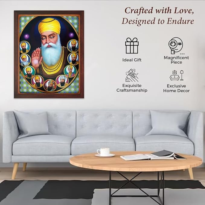 Lord Sikh Guru poster print with frame for Home Decor and Gifting Purpose (229-2)