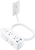Olcorife Flat Plug Power Strip with 15 FT Extension Cord, 6 Outlets 3 USB Ports(1 USB C), 3 Sided Outlet Extender for Home Office Travel Dorm Room Essentials, White