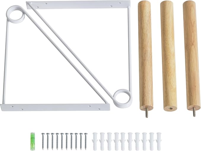 IBUYKE Wall Mounted Clothes Rack, Wood Wall Mounted Clothes Rail, Space-Saving Hanging Closet Rod, Modern Wardrobe Coat Rack for Entrance, Wall, Door, Bathroom, Bedroom, White TYJ005W