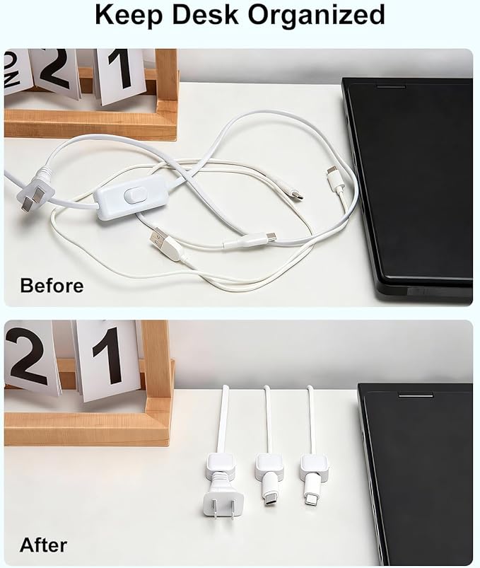 Art3d 8 Pack Magnetic Cable Clips, White Cable Management Accessories, Cord Smooth Adjustable & Adhesive Backing Cord Organizer for Office Home Organization, Desk, Wall, Nightstand, Phone, Car