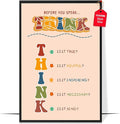 LOLUIS Mental Health Poster, Boho Therapy Tools Educational Supplies Art Print Classroom School Office Decor (Before You Speak Think, Custom Frame Type)