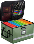 EXLIFBAG File Organizer, Fireproof File Box with Lids, Important Document Organizer Box with Lock, Portable File Folder Organizer with Handle