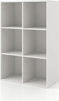 Homes: Inside + Out Apexa 6-Cube Storage Organizer Shelves, Stackable Wood Bookcase Fits Cubby Bins for Organization, Dorm Teen Room Decor & Home Office, White
