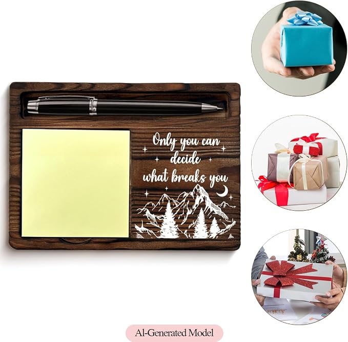 Bookish Decor Acotar Gifts for Women Men, Motivational Gifts for Book Lovers Bookworms Reader Nerds, Only You Can Decide What Breaks You Post It Note Dispenser for Reading Room Library Desk Decor